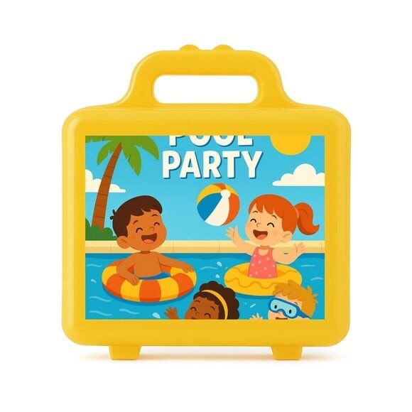 Maleta Plástica Personalizada 12x10cm Pool Party