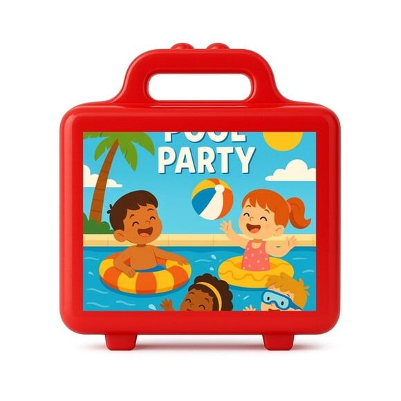 Maleta Plástica Personalizada 12x10cm Pool Party