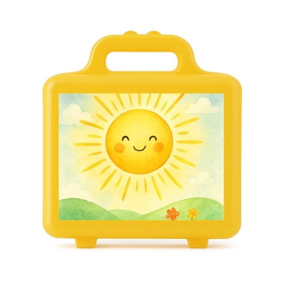 Maleta Plástica Personalizada 12x10cm Raio de Sol Aquarela