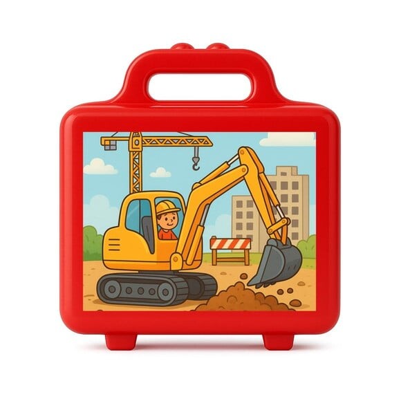 Maleta Plástica Personalizada 12x10cm Retroescavadeira