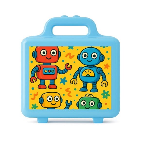 Maleta Plástica Personalizada 12x10cm Robôs Divertidos