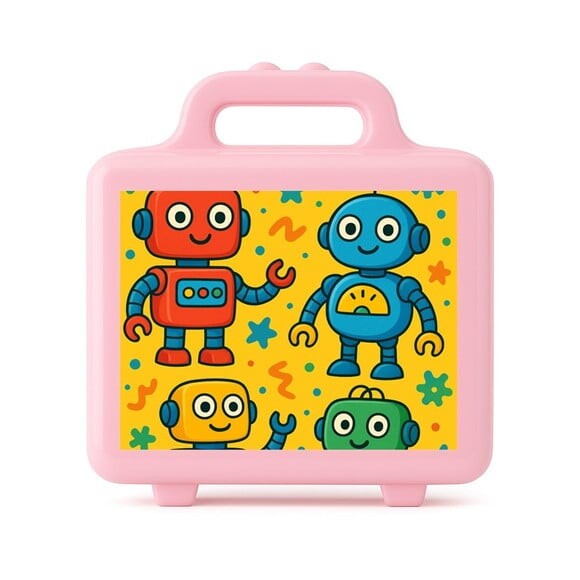 Maleta Plástica Personalizada 12x10cm Robôs Divertidos