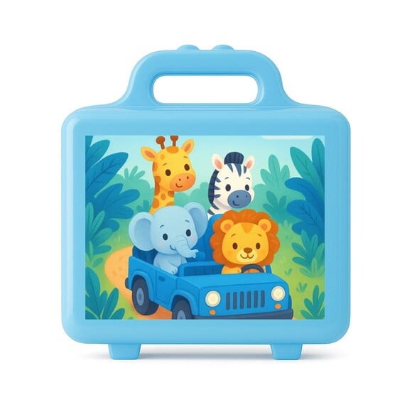 Maleta Plástica Personalizada 12x10cm Safari Azul