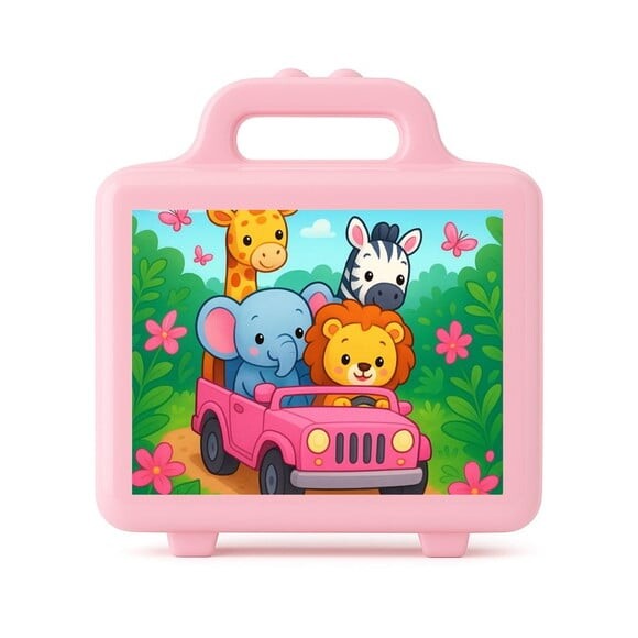 Maleta Plástica Personalizada 12x10cm Safari Rosa