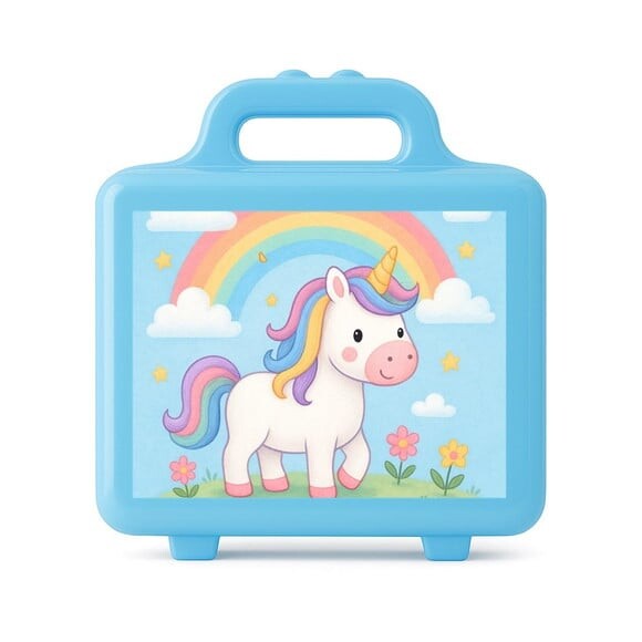 Maleta Plástica Personalizada 12x10cm Unicórnio