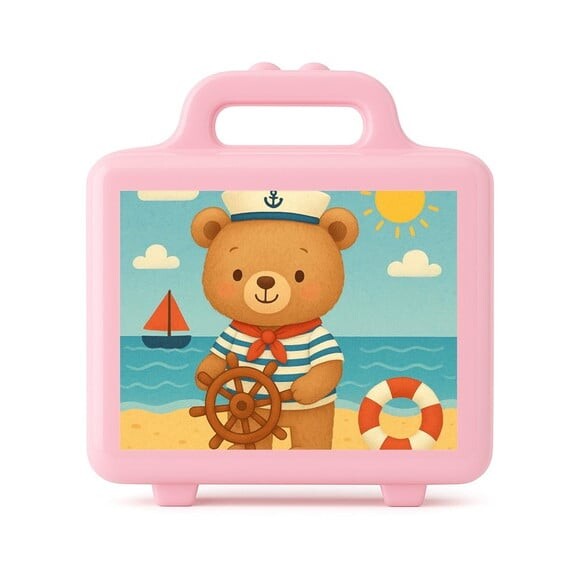 Maleta Plástica Personalizada 12x10cm Ursinho Marinheiro
