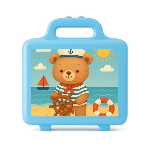 Maleta Plástica Personalizada 12x10cm Ursinho Marinheiro