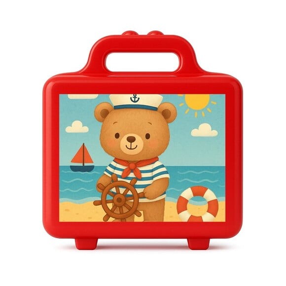 Maleta Plástica Personalizada 12x10cm Ursinho Marinheiro