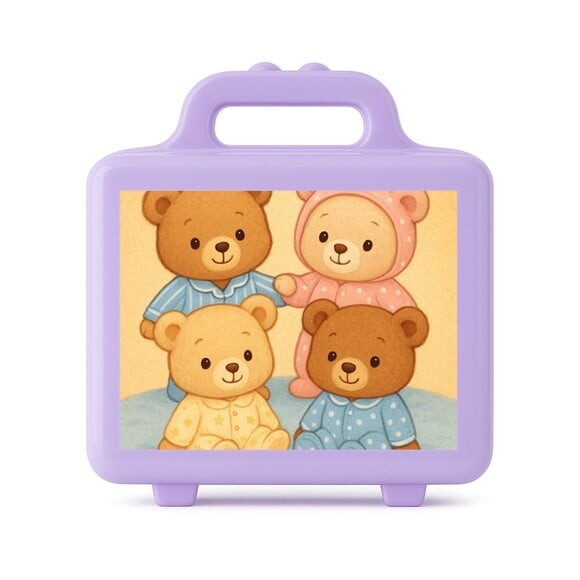 Maleta Plástica Personalizada 12x10cm Ursinhos de Pijama