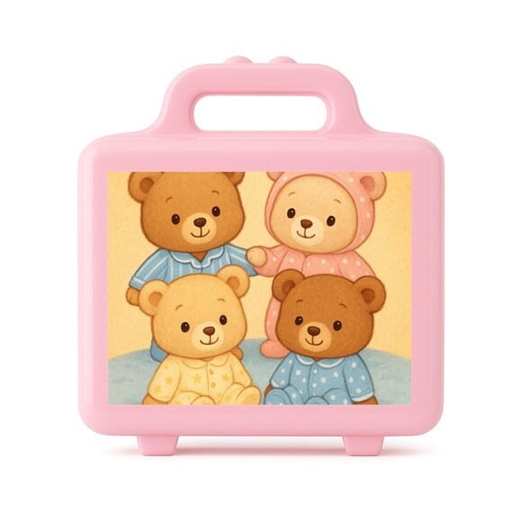 Maleta Plástica Personalizada 12x10cm Ursinhos de Pijama
