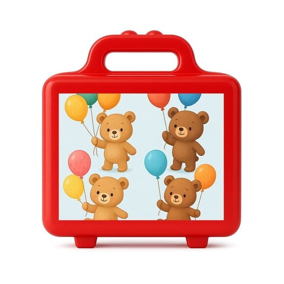 Maleta Plástica Personalizada 12x10cm Ursinhos com Balões