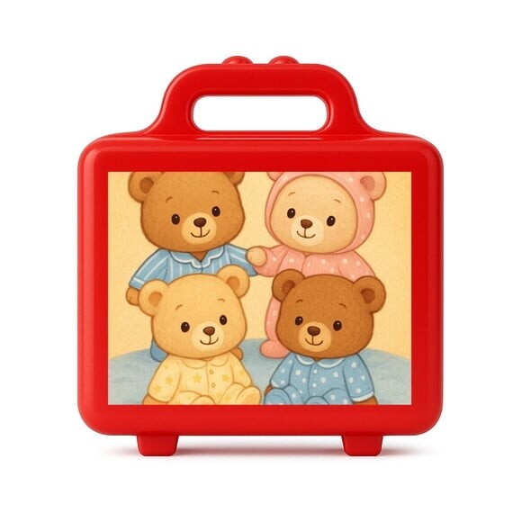 Maleta Plástica Personalizada 12x10cm Ursinhos de Pijama