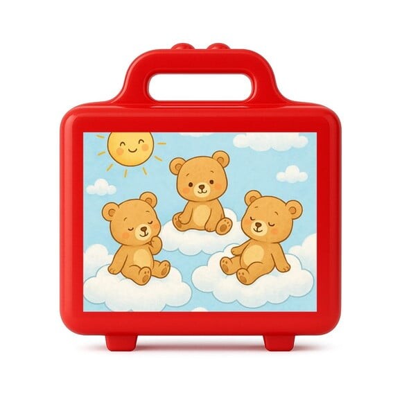 Maleta Plástica Personalizada 12x10cm Ursinhos na Nuvem