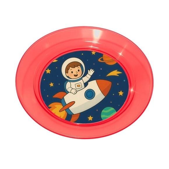 Prato Acrílico Personalizado Festa Aventura Espacial
