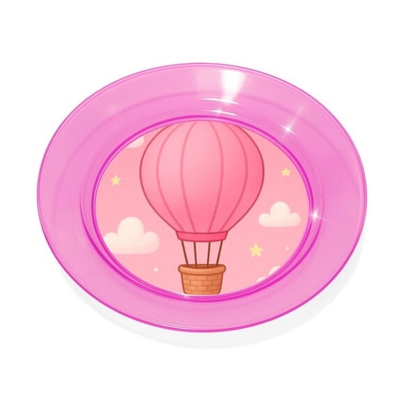 Prato Acrílico Personalizado Festa Balão de Ar Rosa