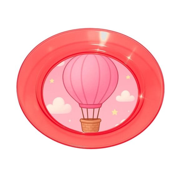 Prato Acrílico Personalizado Festa Balão de Ar Rosa
