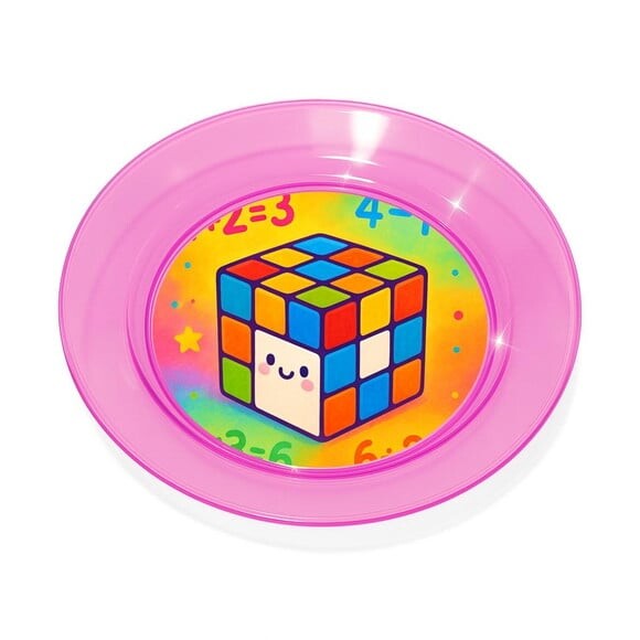 Prato Acrílico Personalizado Festa Cubo Mágico