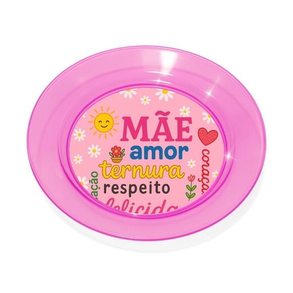 Prato Acrílico Personalizado Festa Dia das Mães