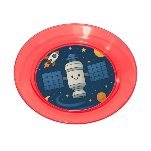 Prato Acrílico Personalizado Festa Estação Espacial
