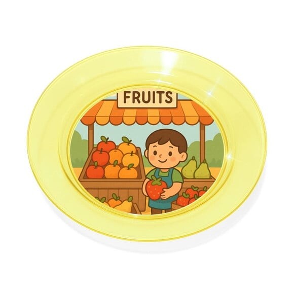 Prato Acrílico Personalizado Festa Feira de Frutas