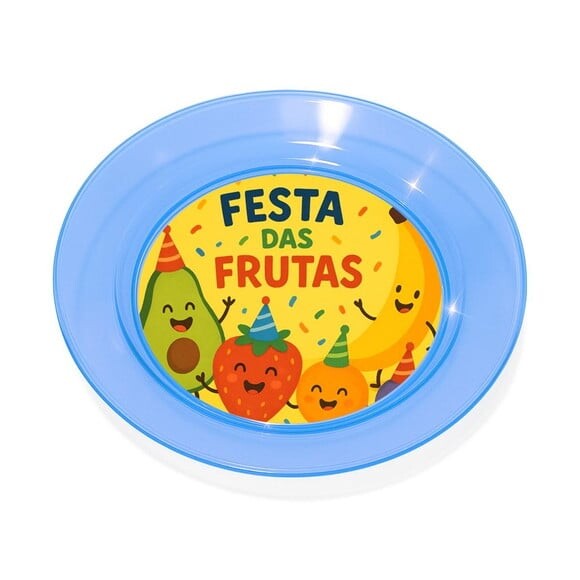 Prato Acrílico Personalizado Festa Festa das Frutas