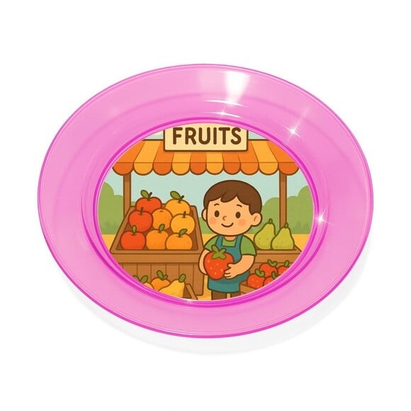 Prato Acrílico Personalizado Festa Feira de Frutas