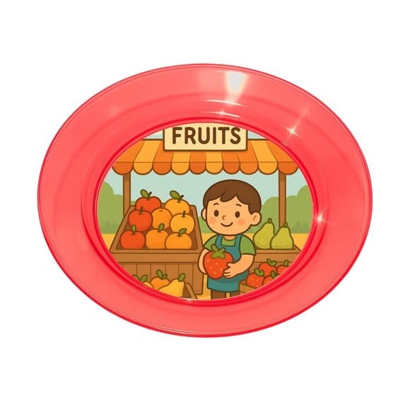 Prato Acrílico Personalizado Festa Feira de Frutas