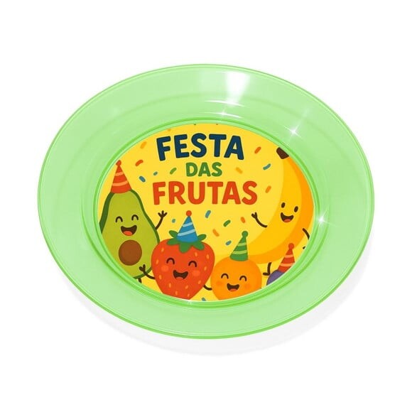 Prato Acrílico Personalizado Festa Festa das Frutas