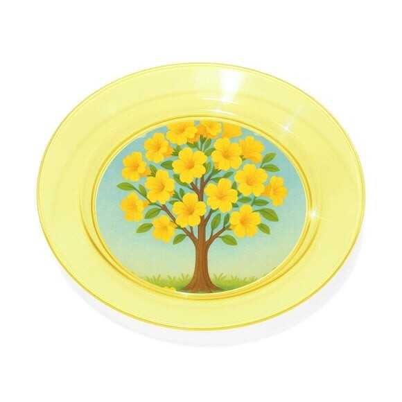 Prato Acrílico Personalizado Festa Flor de Ipê Amarela