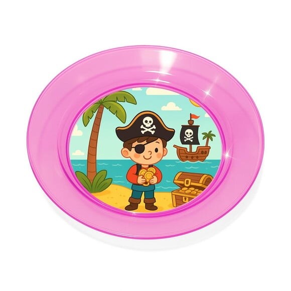 Prato Acrílico Personalizado Festa Ilha Pirata