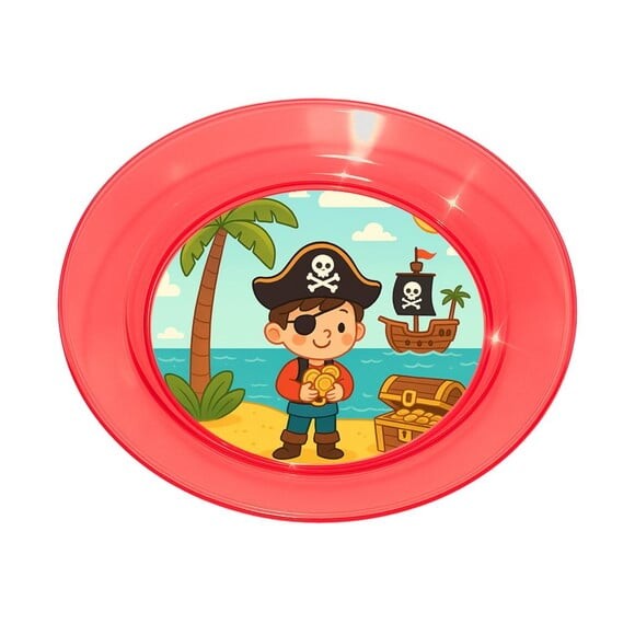 Prato Acrílico Personalizado Festa Ilha Pirata