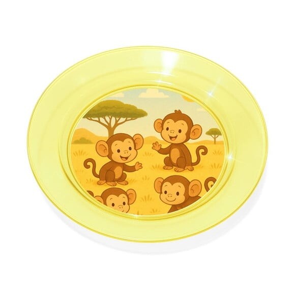 Prato Acrílico Personalizado Festa Macaquinhos