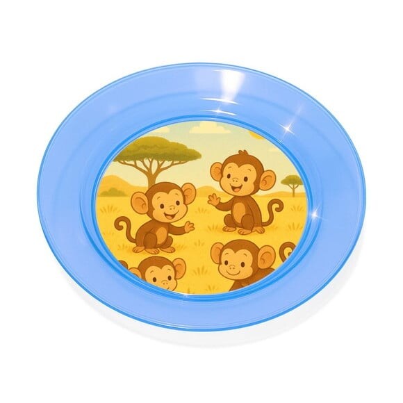 Prato Acrílico Personalizado Festa Macaquinhos