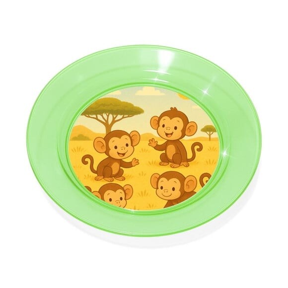 Prato Acrílico Personalizado Festa Macaquinhos