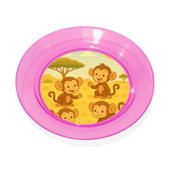 Prato Acrílico Personalizado Festa Macaquinhos