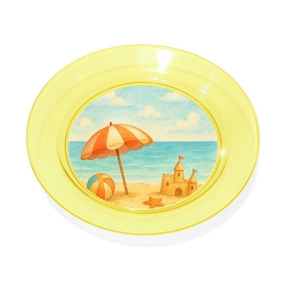 Prato Acrílico Personalizado Festa Mar e Praia Aquarela
