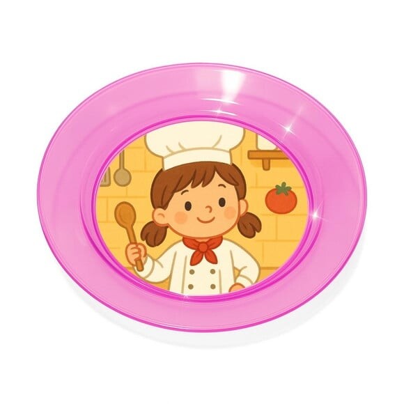 Prato Acrílico Personalizado Festa Mini Chefe Menina