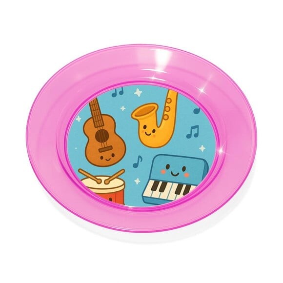 Prato Acrílico Personalizado Festa Músicas Instrumentos