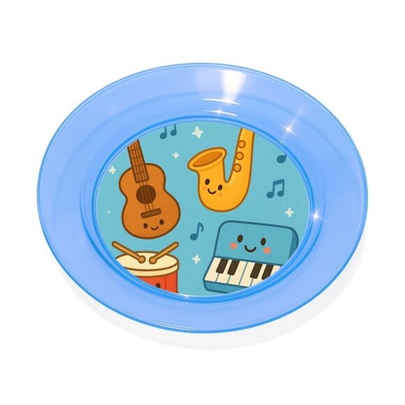 Prato Acrílico Personalizado Festa Músicas Instrumentos