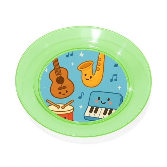 Prato Acrílico Personalizado Festa Músicas Instrumentos