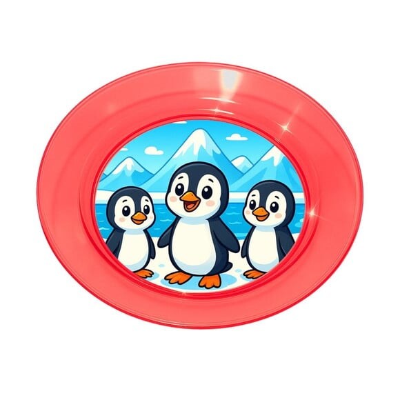 Prato Acrílico Personalizado Festa Pinguins