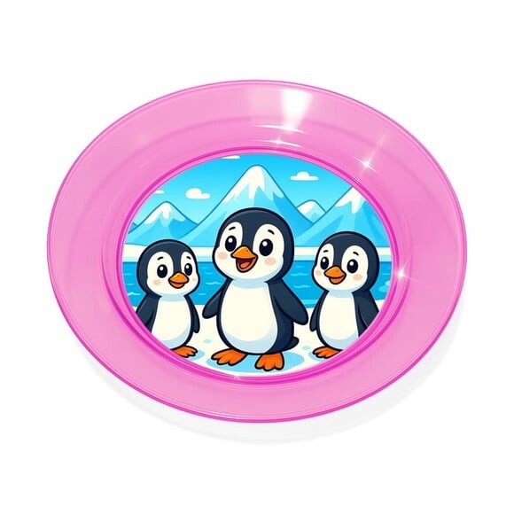 Prato Acrílico Personalizado Festa Pinguins