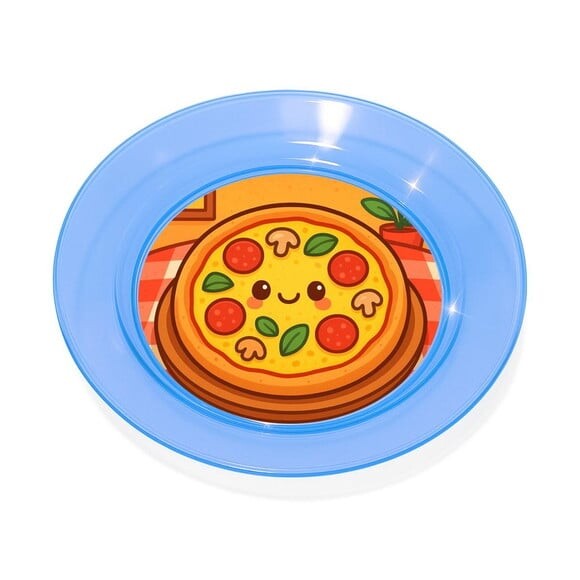 Prato Acrílico Personalizado Festa Pizza Divertida