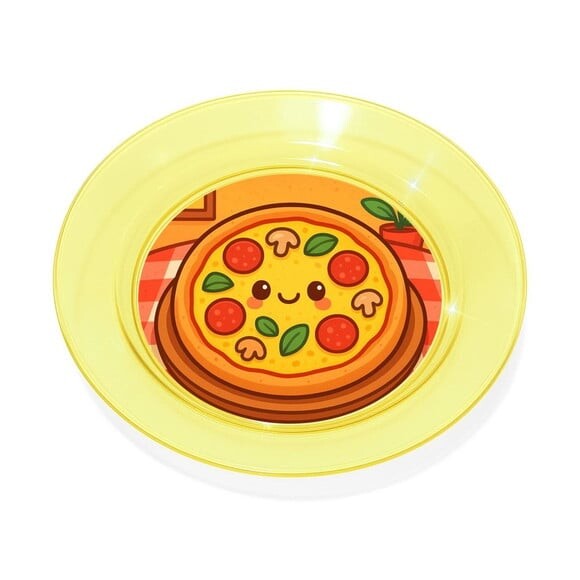Prato Acrílico Personalizado Festa Pizza Divertida