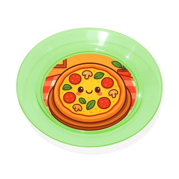 Prato Acrílico Personalizado Festa Pizza Divertida