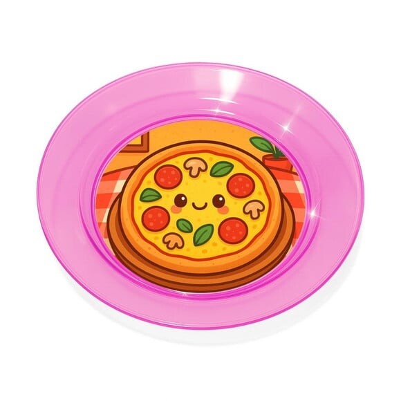 Prato Acrílico Personalizado Festa Pizza Divertida