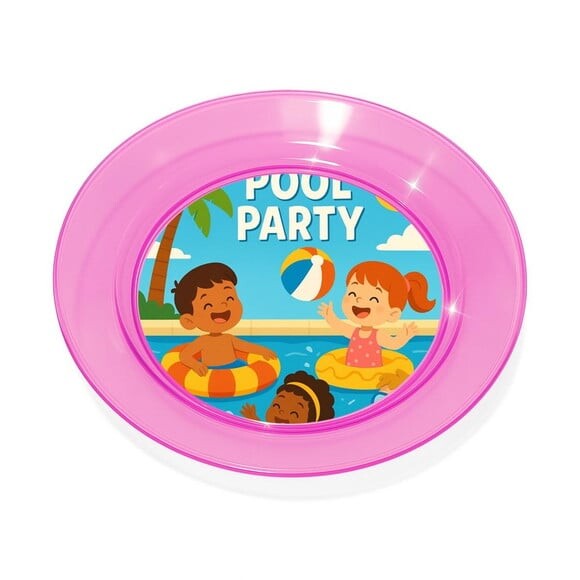 Prato Acrílico Personalizado Festa Pool Party