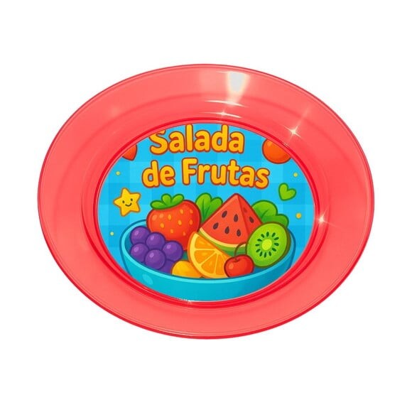 Prato Acrílico Personalizado Festa Salada de Frutas