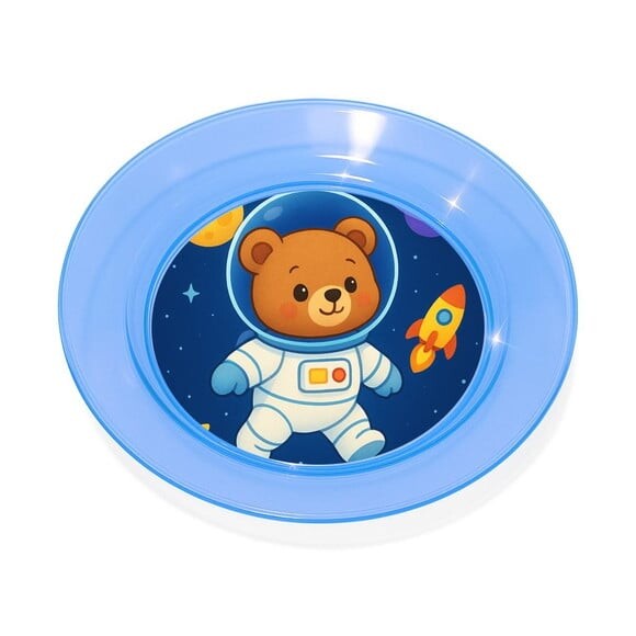 Prato Acrílico Personalizado Festa Ursinho Astronauta