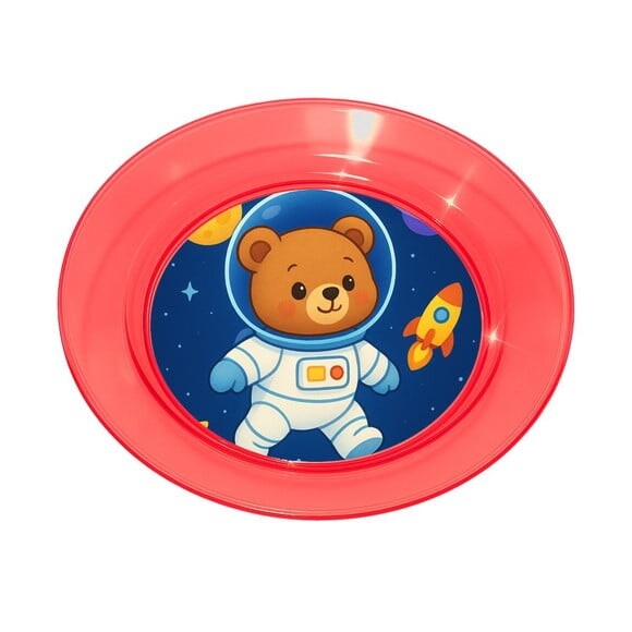 Prato Acrílico Personalizado Festa Ursinho Astronauta